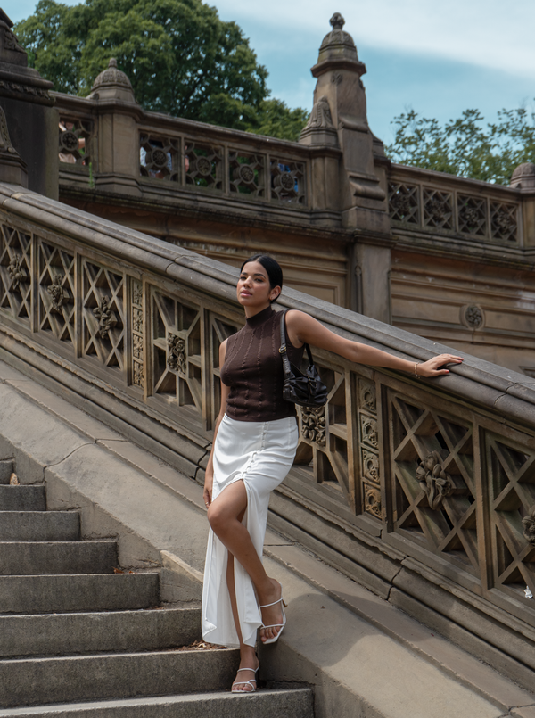 Knit Sleeveless Turtleneck - Coffee